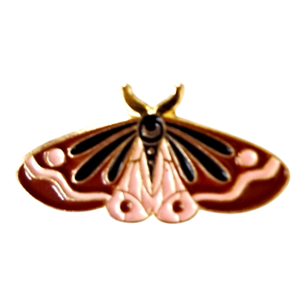 Butterfly Pink & Brown Enamel Lapel/Hat Pin Back NWOT
